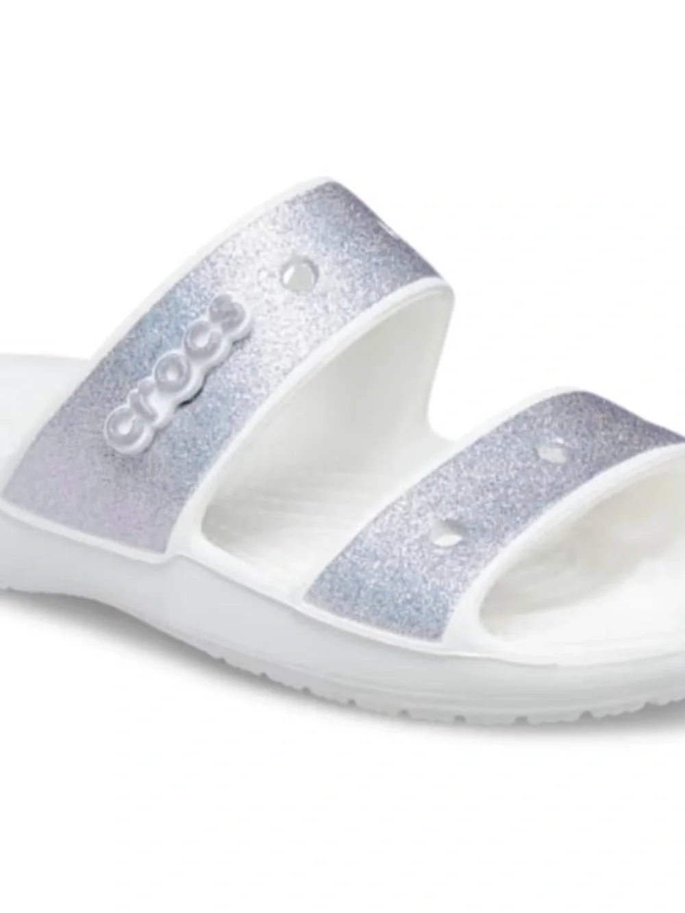 CROCS White Slides with Silver Straps